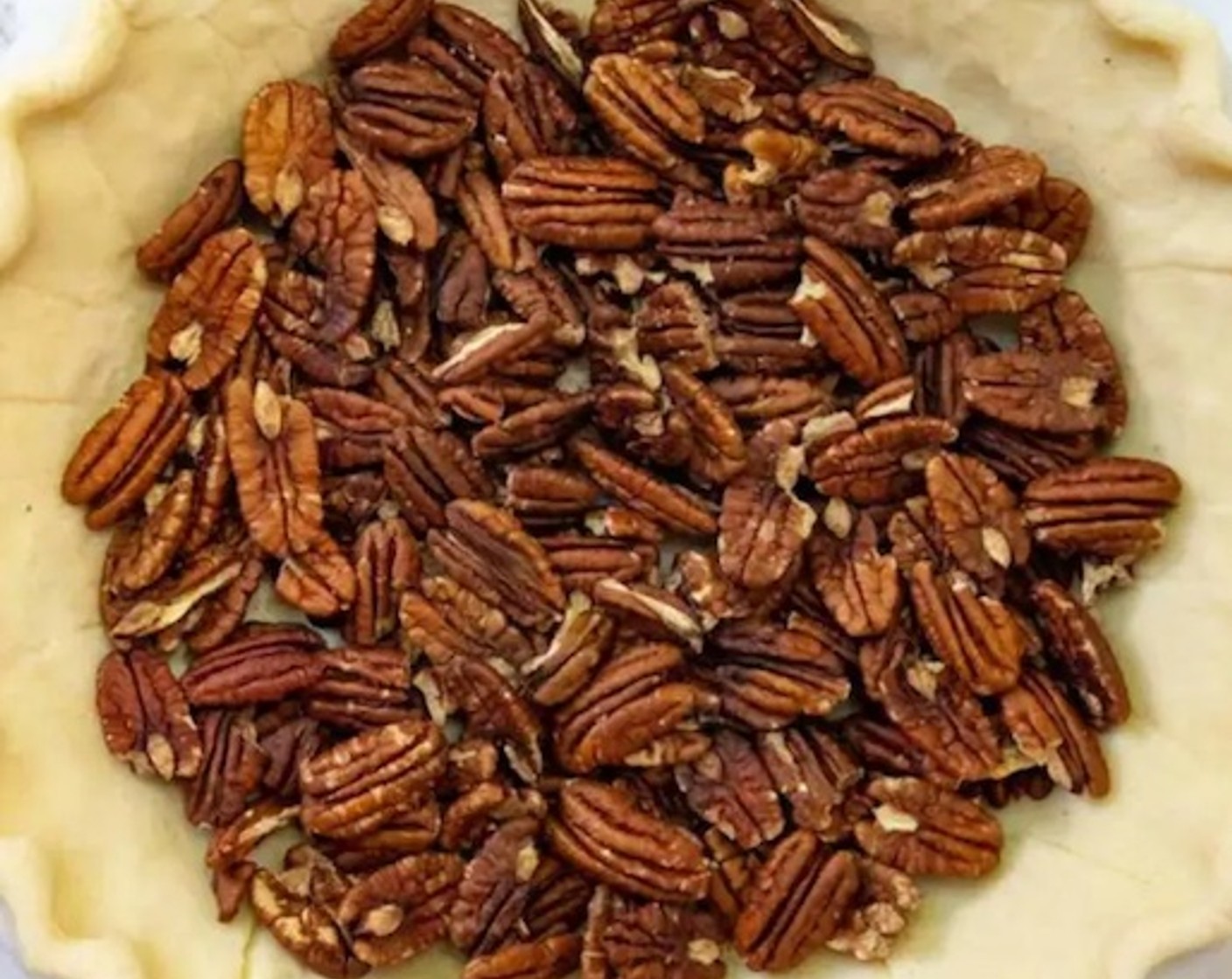 step 14 Place the Pecans (2 1/2 cups) on the bottom of the chilled pie shell and pour the filling on top.