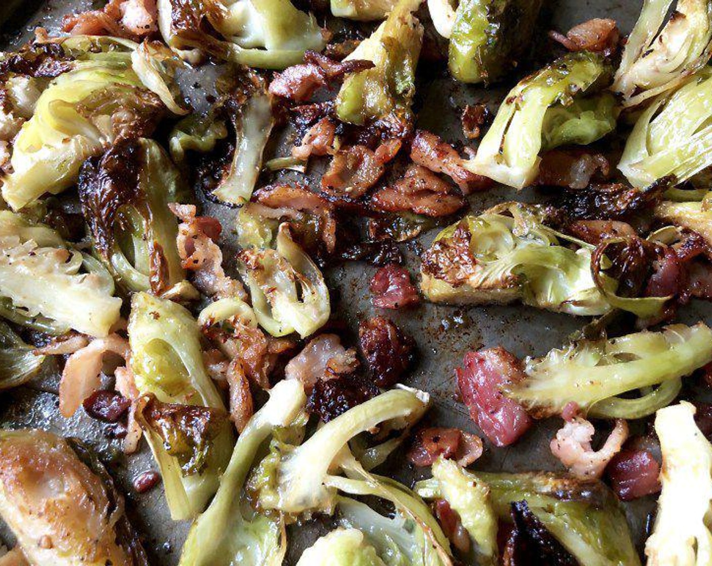 step 5 Roast the brussels sprouts for 25 to 30 minutes, until they’re tender and nicely browned and the bacon is cooked. Toss once during roasting.