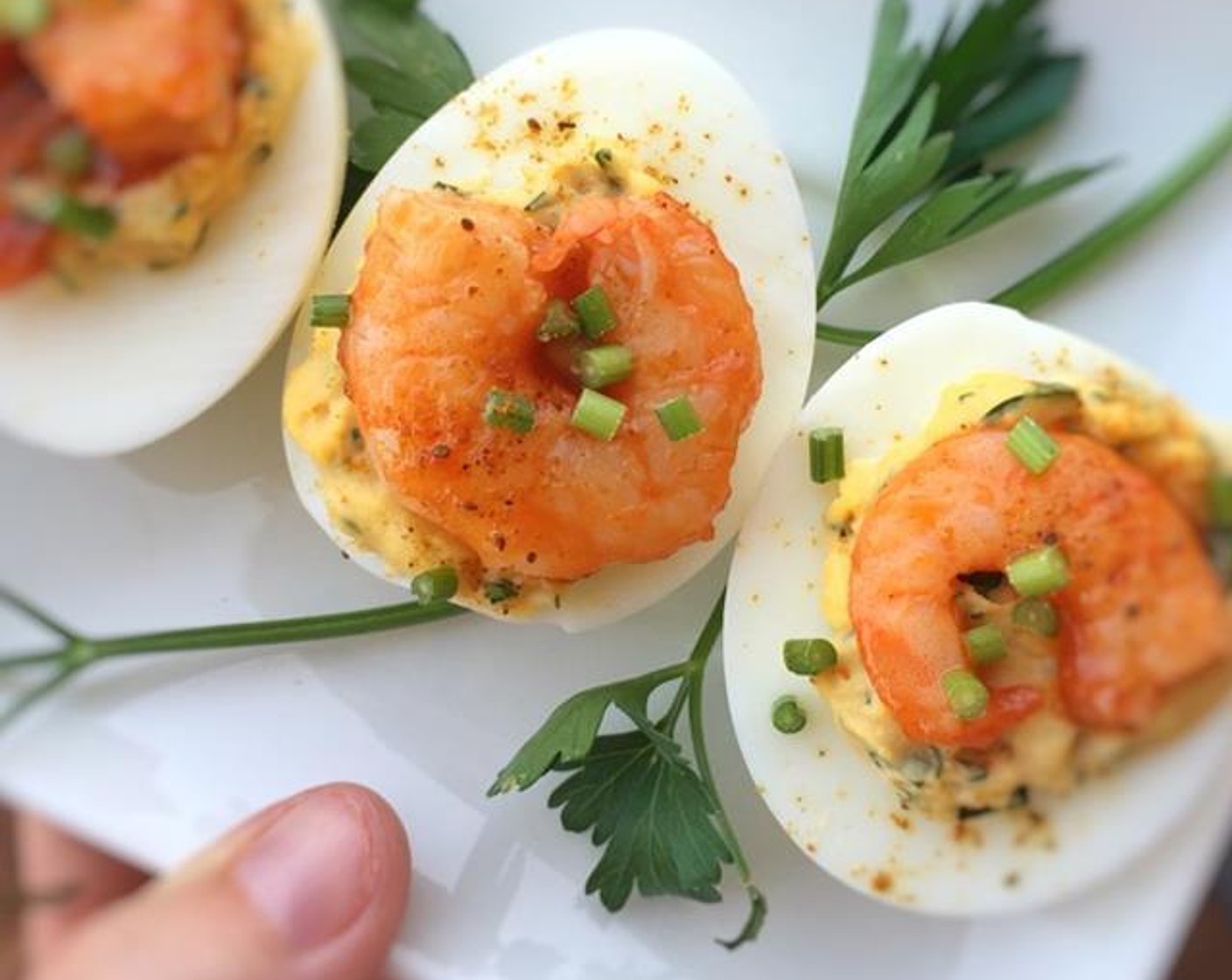 Buffalo Shrimp Deviled Eggs