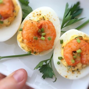 Buffalo Shrimp Deviled Eggs Recipe | SideChef