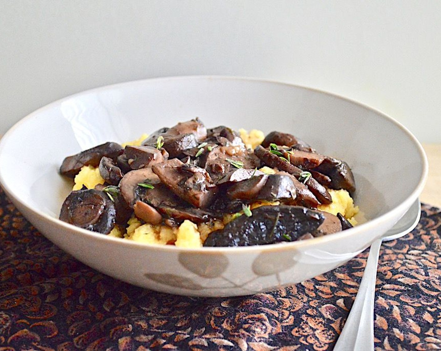 Red Wine Mushrooms with Creamy Polenta