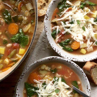 Cheesy End of Season Garden Minestrone Recipe | SideChef