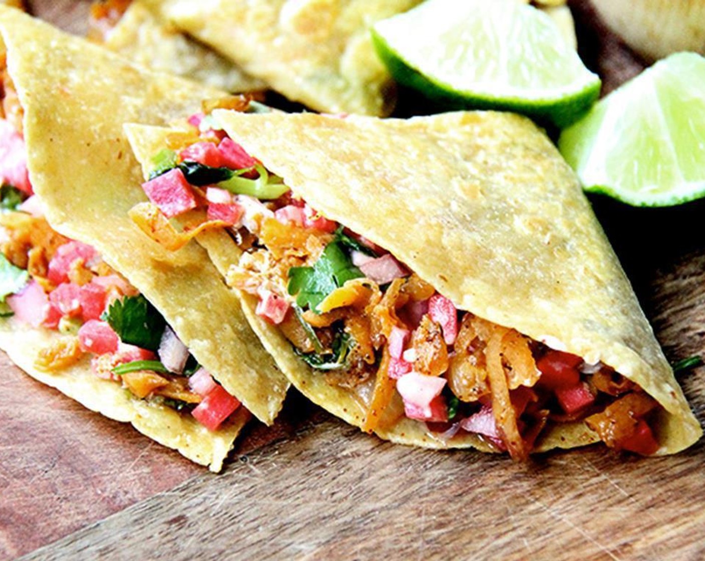 step 6 Remove pan from the oven, and fold each tortilla in half. Serve with more Lime Juice (to taste), Sour Cream (to taste), and Salsa (to taste) on the side.