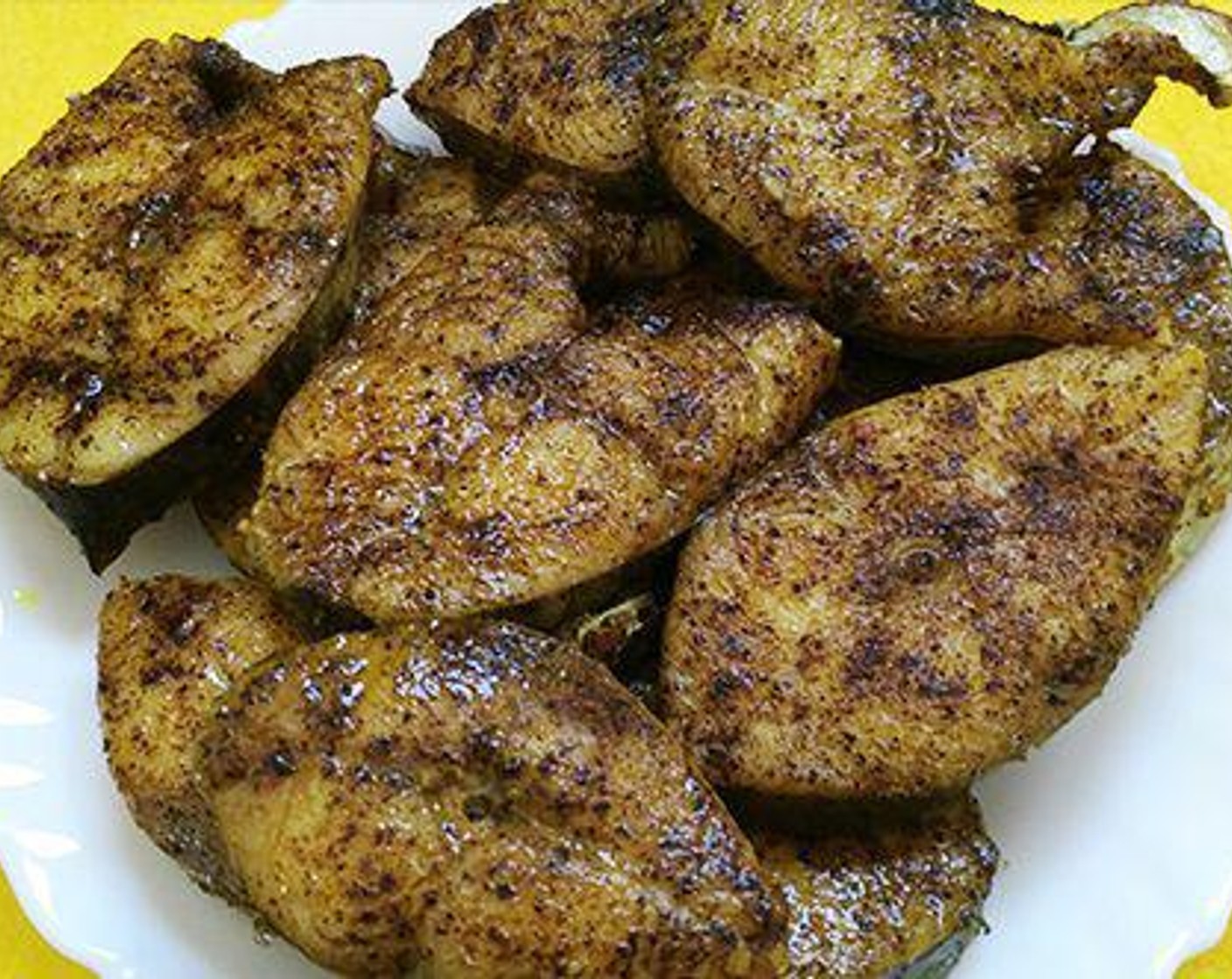 step 1 Marinate the Fish (1.1 lb) with Ground Turmeric (1/2 tsp), Ground Black Pepper (1/2 tsp), Lime (1/8), and Salt (to taste) and keep aside for 20 to 25 minutes.