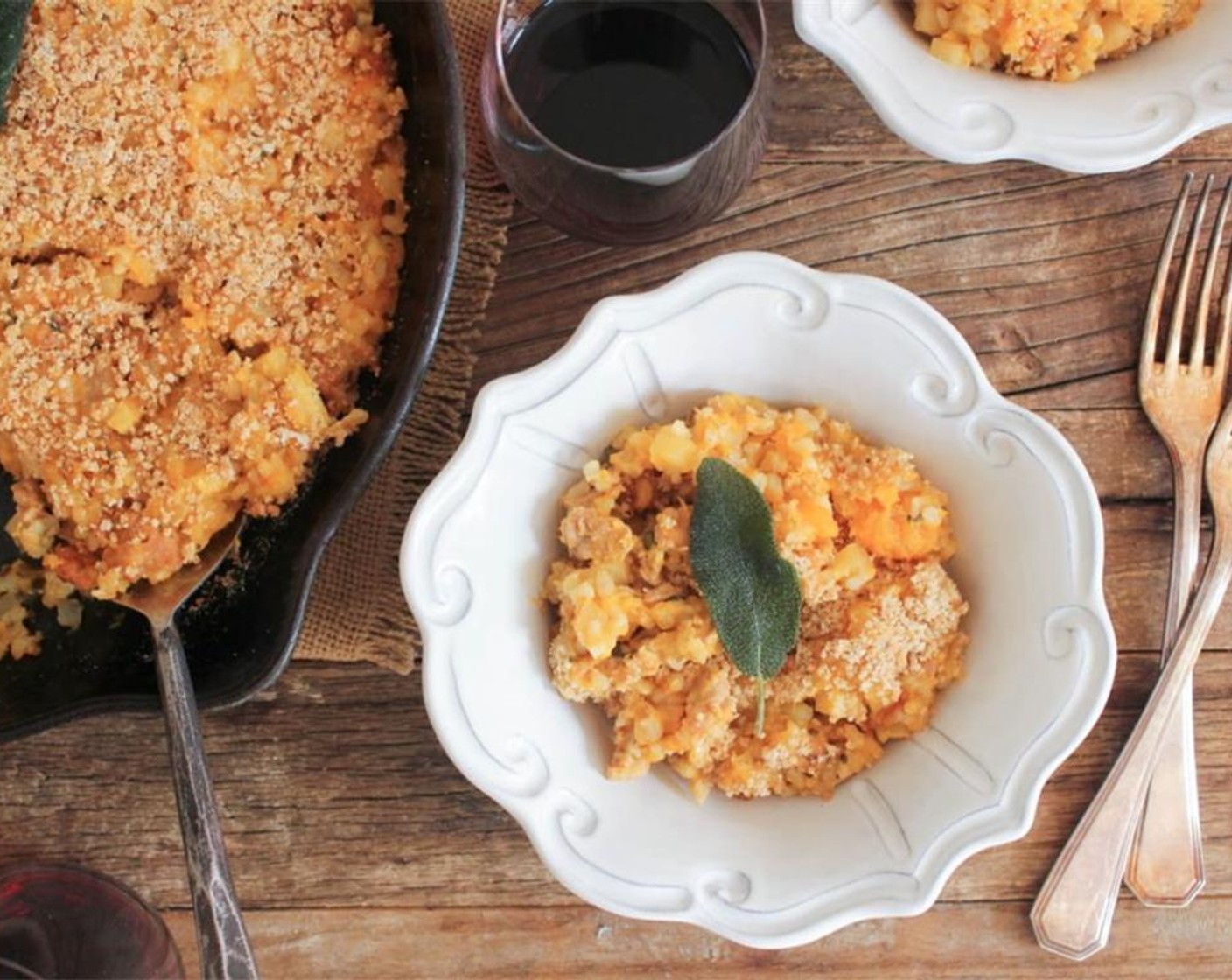 step 7 In a small bowl, combine Whole Wheat Panko Breadcrumbs (4 Tbsp) and Parmesan Cheese (4 Tbsp). Smooth the top of the filling and sprinkle with the Panko mix. Bake for 25 minutes until lightly browned around the edges. Serve and enjoy!