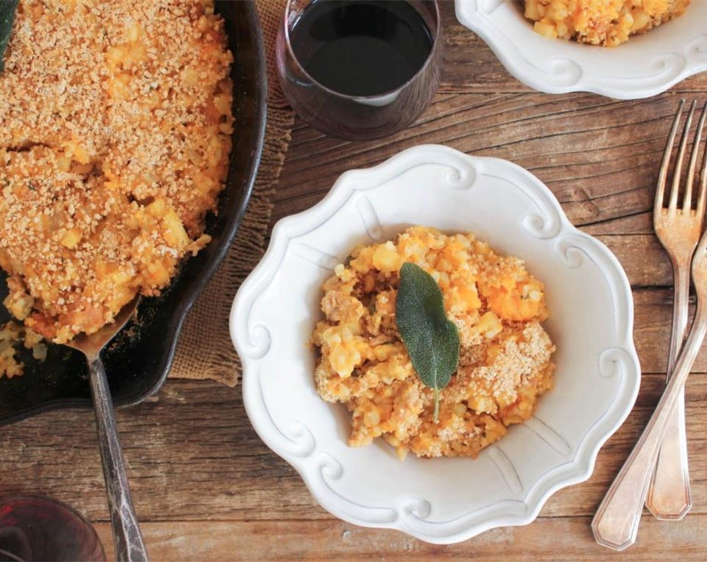 step 7 In a small bowl, combine Whole Wheat Panko Breadcrumbs (1/4 cup) and Parmesan Cheese (1/4 cup). Smooth the top of the filling and sprinkle with the Panko mix. Bake for 25 minutes until lightly browned around the edges. Serve and enjoy!