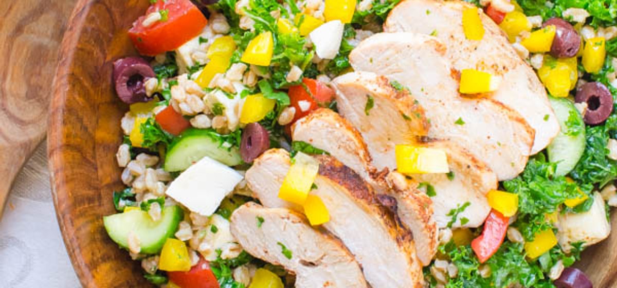 Chicken Kale and Farro Salad Recipe SideChef