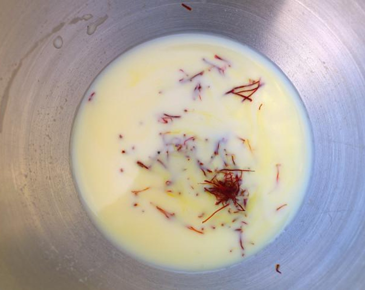 step 2 Steep Saffron Threads (1/4 tsp) threads in Milk (4 Tbsp).