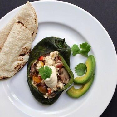 Tofu Scramble Stuffed Poblano Peppers Recipe | SideChef