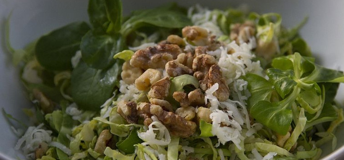 Brussels Sprout Salad with Mâche and Tarragon Vinaigrette Recipe | SideChef