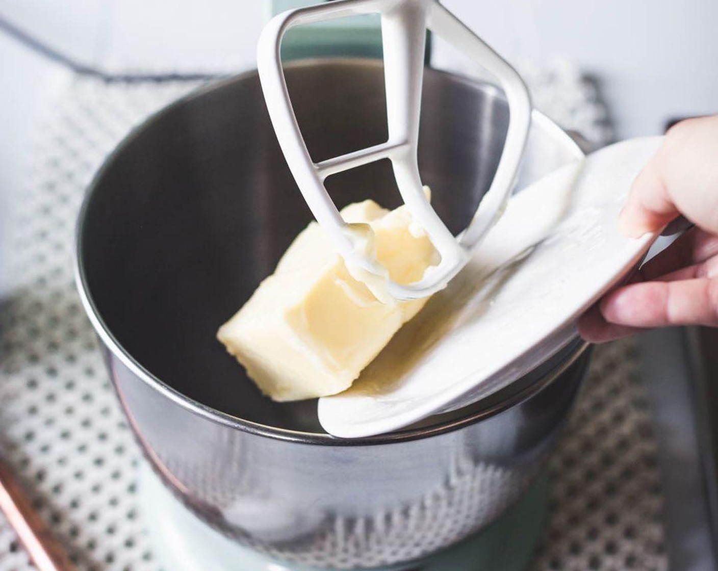 step 2 In a standing mixer with a paddle attachment, mix the Butter (1 cup), Oil (1/4 cup), Granulated Sugar (1 1/2 cups) and Vanilla Extract (1/2 Tbsp) and Almond Extract (1 tsp) together until smooth and fluffy.