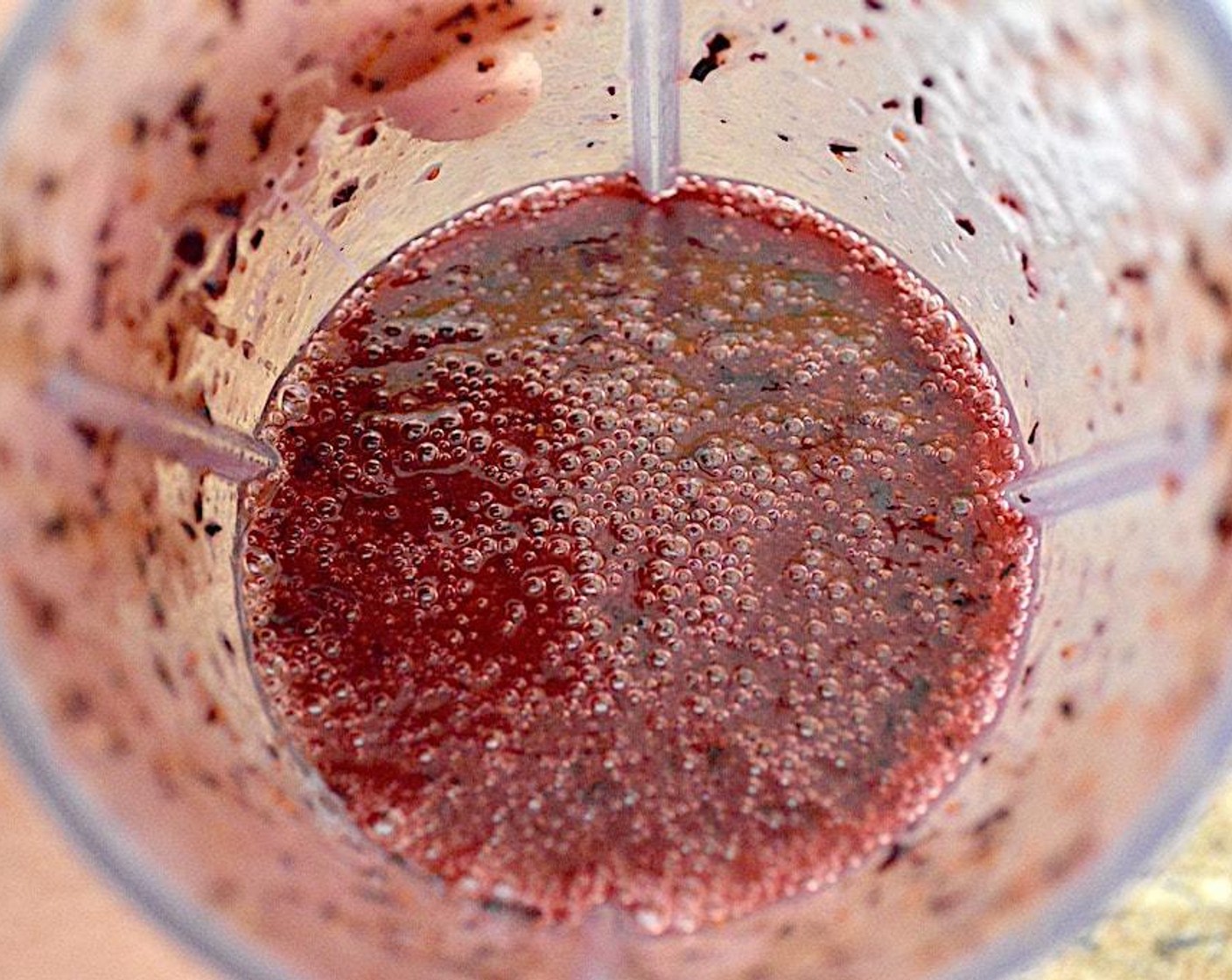 step 1 Set up a blender and pour the Fresh Blueberry (1 cup) into it. Puree them completely.