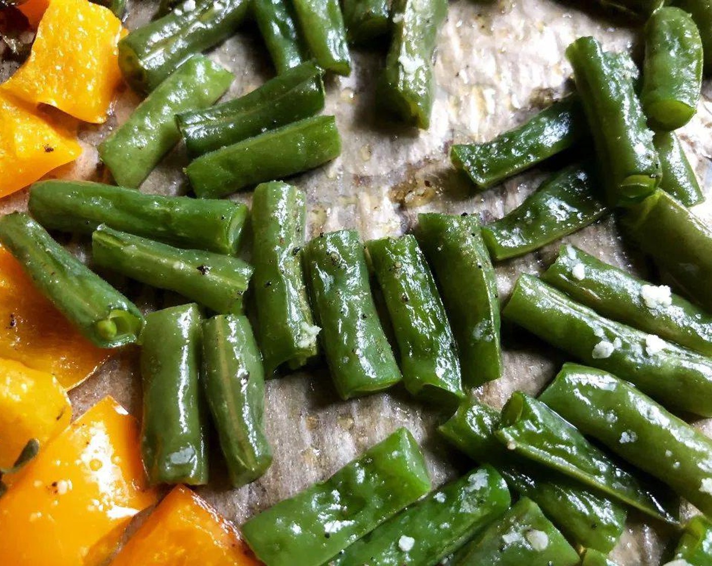 step 5 Place the Fresh Oregano (8 sprigs) over each type of vegetable. Roast in the preheated oven for about 15 minutes until tender and slightly charred, rotating pans halfway through.  Check often for charring.  If one of the vegetables is finished before the others, remove it from the tray and allow the remaining veggies to finish roasting.