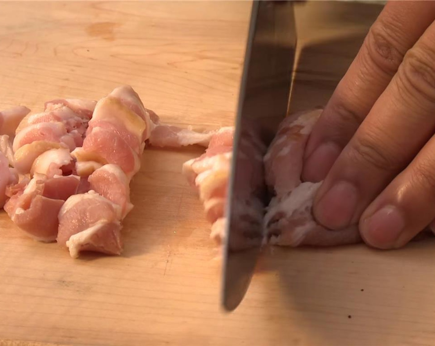 step 1 Slice the Bacon (8 oz) into strips.