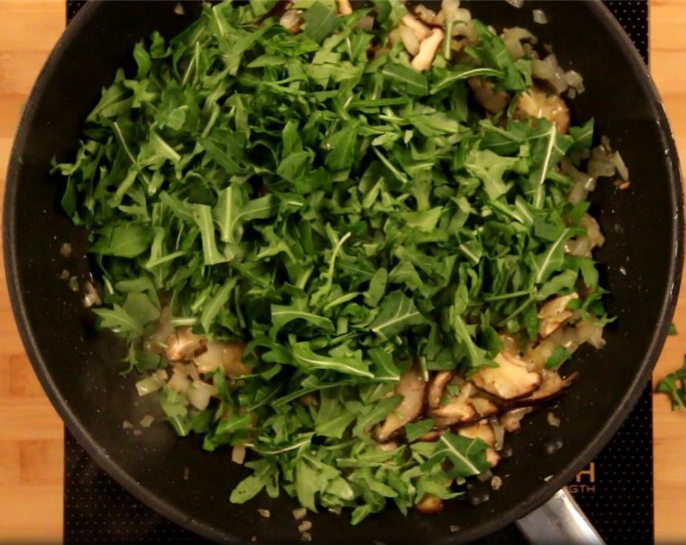 step 4 Add Arugula (11 1/3 cups) and cook until wilted, just a minute.