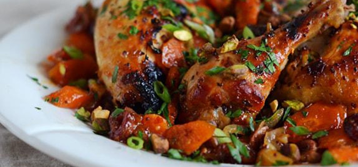 Sweet & Spicy Roast Chicken with Carrots, Dates & Pistachios Recipe | SideChef