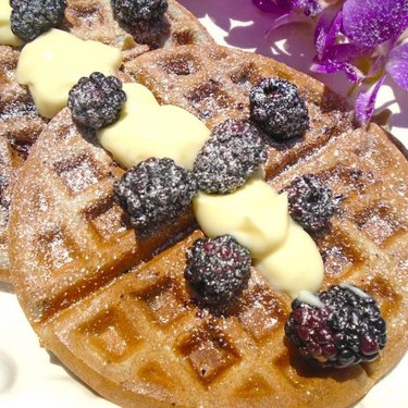 Blackberry Waffles with Vanilla Cream Recipe | SideChef