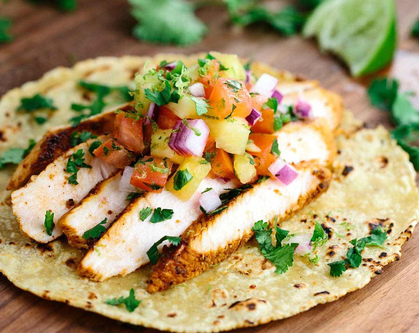 Blackened Chicken Tacos with Pineapple Salsa