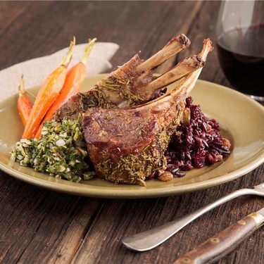 Lamb Chops with Salsa Verde and Dried Fruit Pilaf Recipe | SideChef