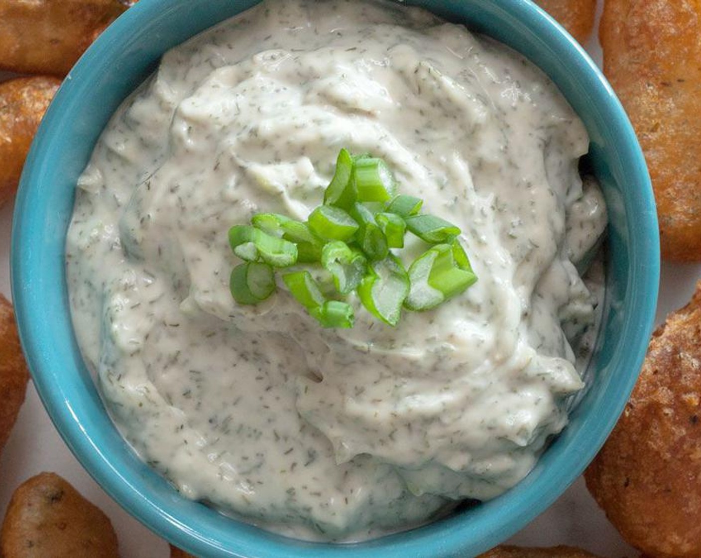 step 1 Place Vegan Mayonnaise (1 cup), juice from Lemon (1), Dried Dill Weed (1 Tbsp), McCormick® Garlic Powder (1/2 tsp), Sea Salt (1/4 tsp), Ground Black Pepper (1/4 tsp), and Scallion (1 bunch) in a small bowl and whisk to combine.