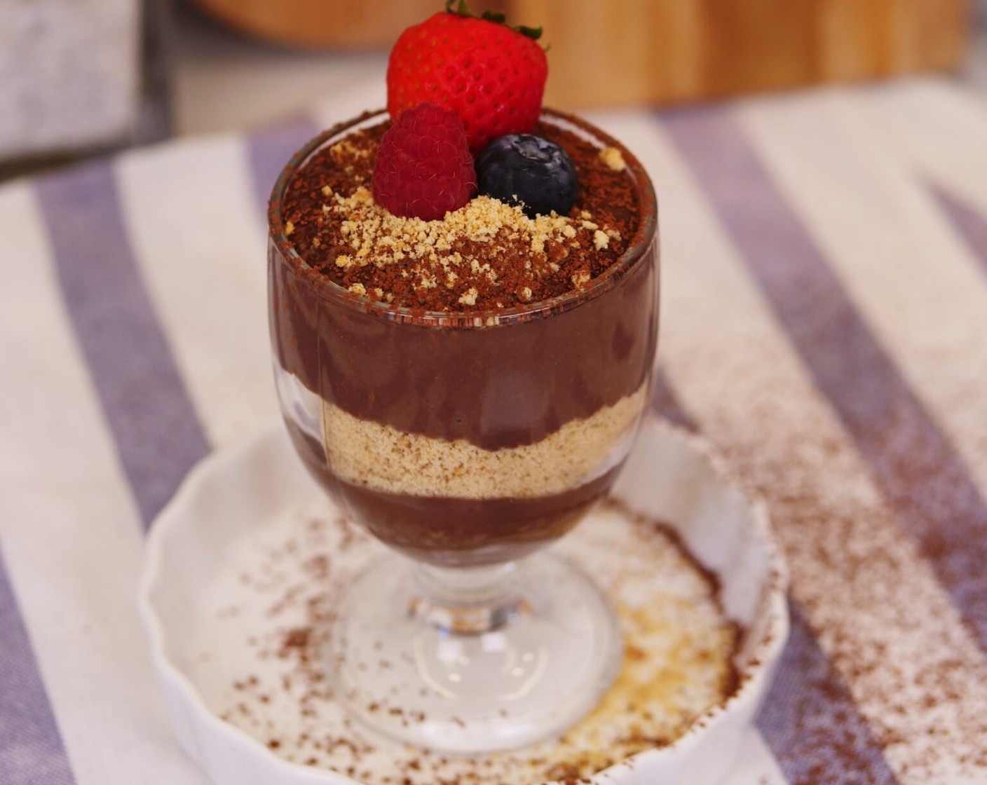 step 4 Dust with some extra cocoa powder and garnish with some Fresh Mixed Berries (to taste) when serving.