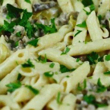 Sausage Mushroom Alfredo Pasta Recipe | SideChef