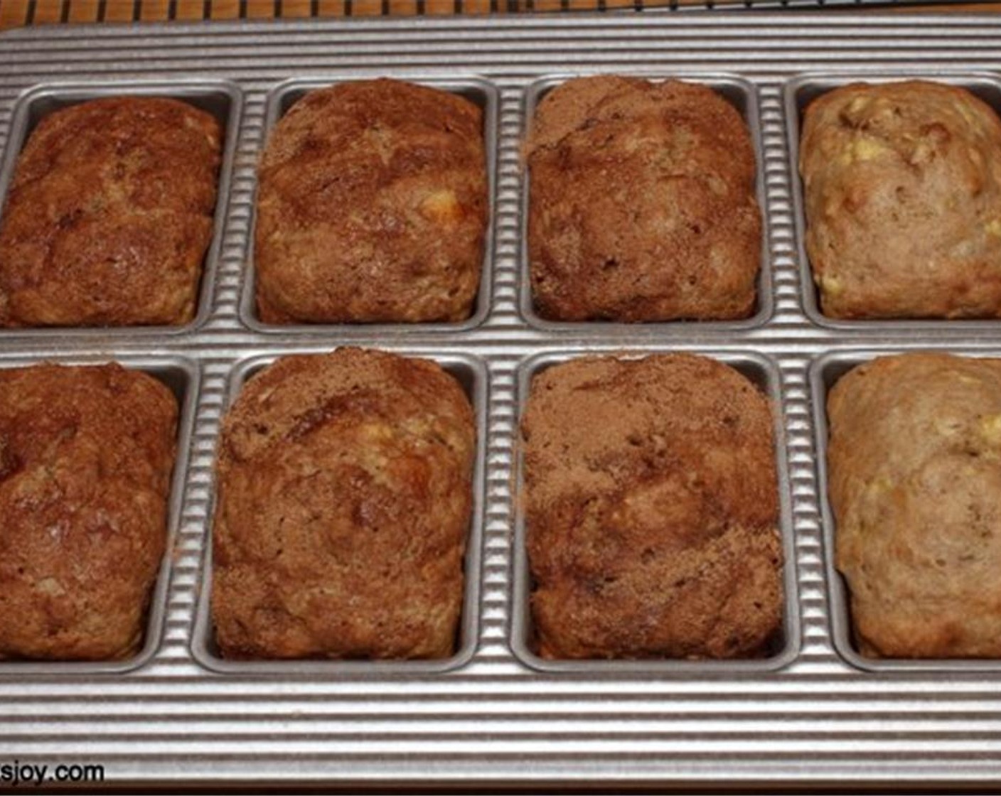 step 7 Bake at 350 degrees F (180 degrees C) for about an hour until the bread is done. Use a tooth pick to check if the bread is done. If you use a mini loaf pan, bake for 20 to 25 minutes.