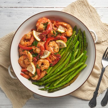 Lemon Garlic Butter Shrimp with Asparagus Recipe | SideChef
