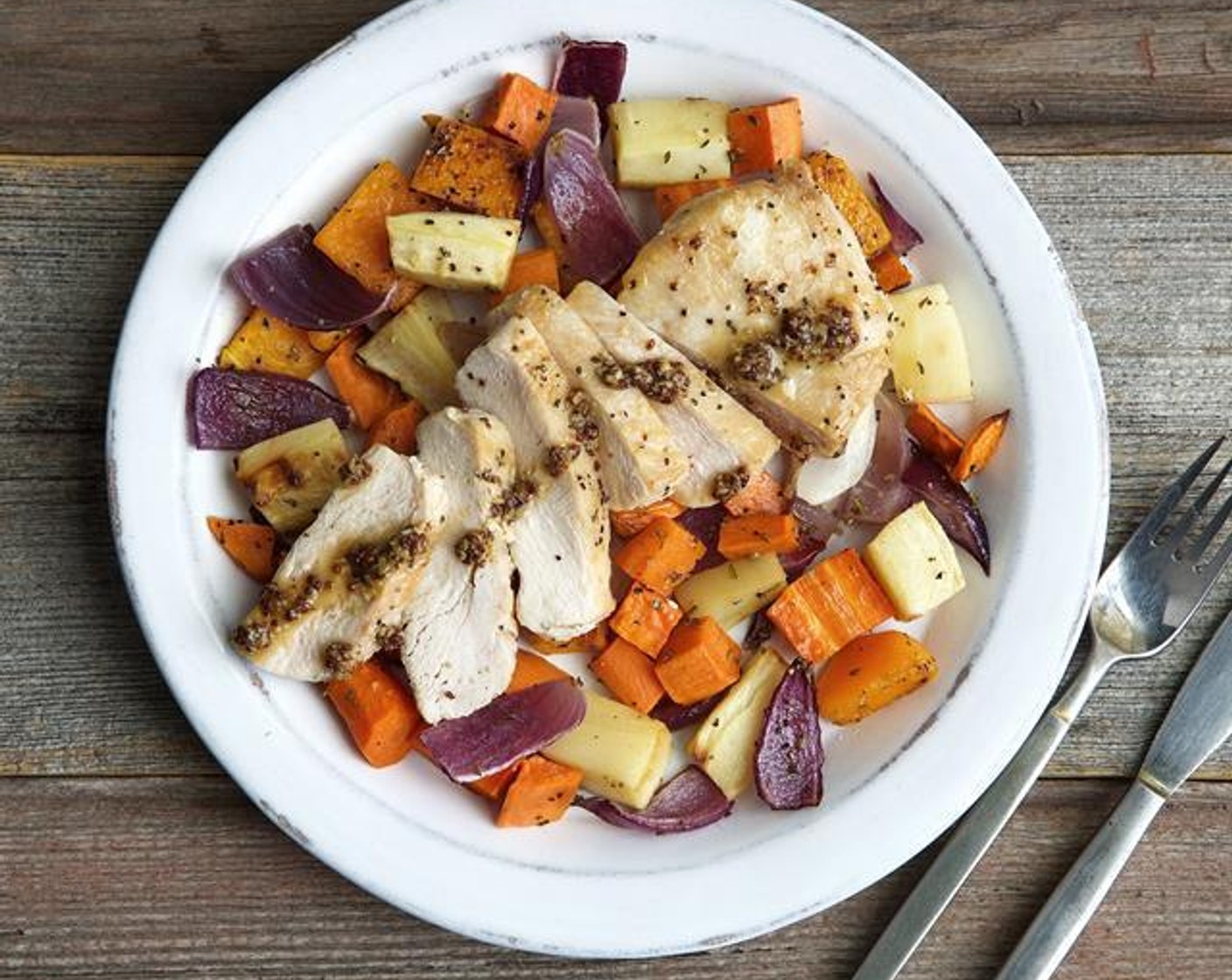 Honey Mustard Chicken with Roasted Vegetables