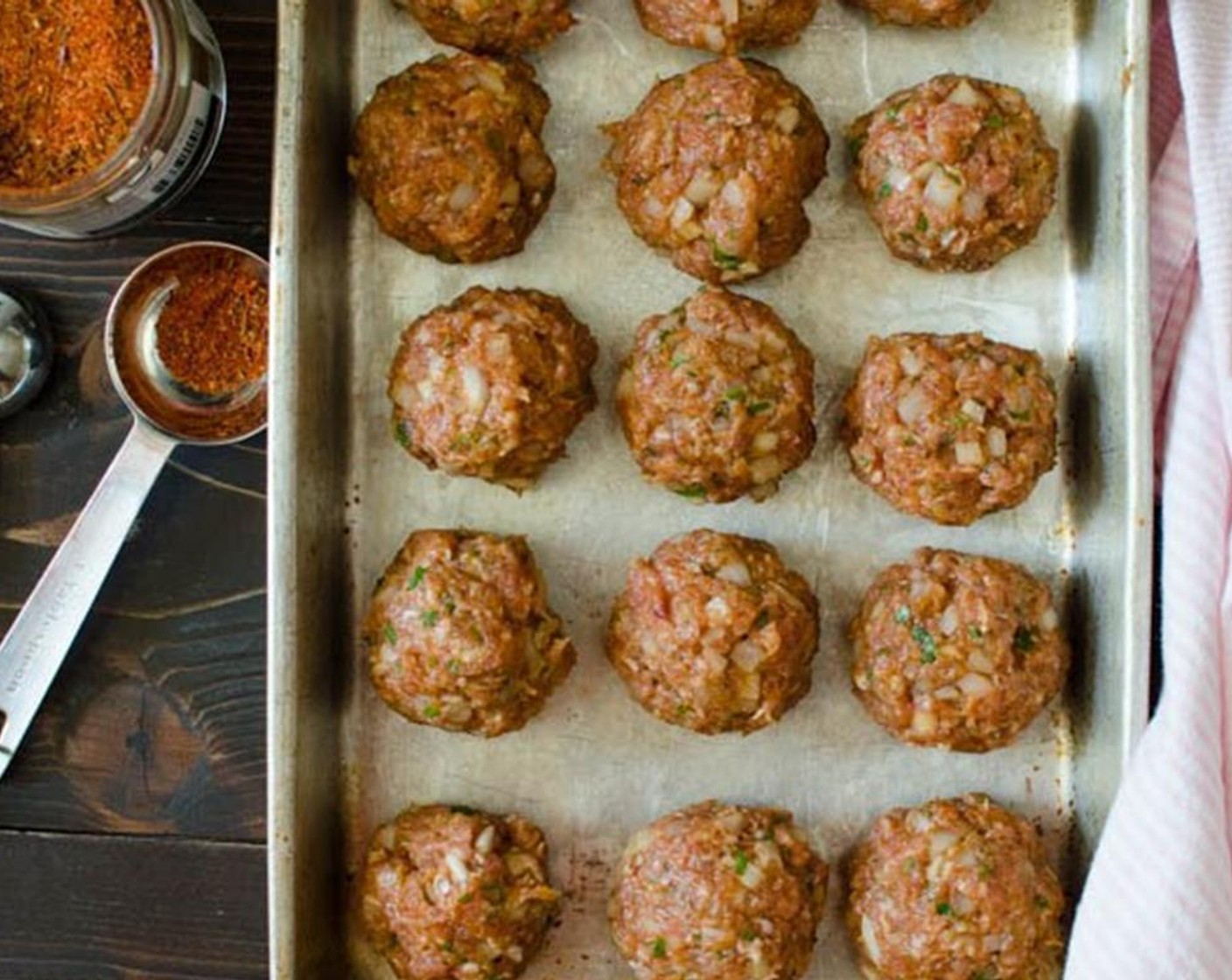 step 2 Measure out rounded tablespoons of pork mixture and roll into balls. Set aside. Cook the Farfalle Pasta (8 oz) and strain one minute before reaching al dente.