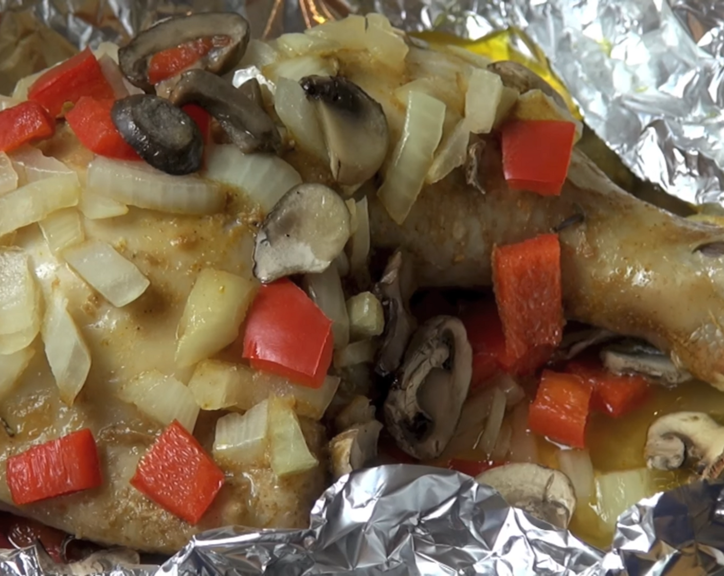 step 4 Wrap the foil on the chickens until they are completely enclosed and put them into a baking dish. Preheat the oven to 180 degrees C (350 degrees F) and put in the dish for about one hour. When done, you can serve.