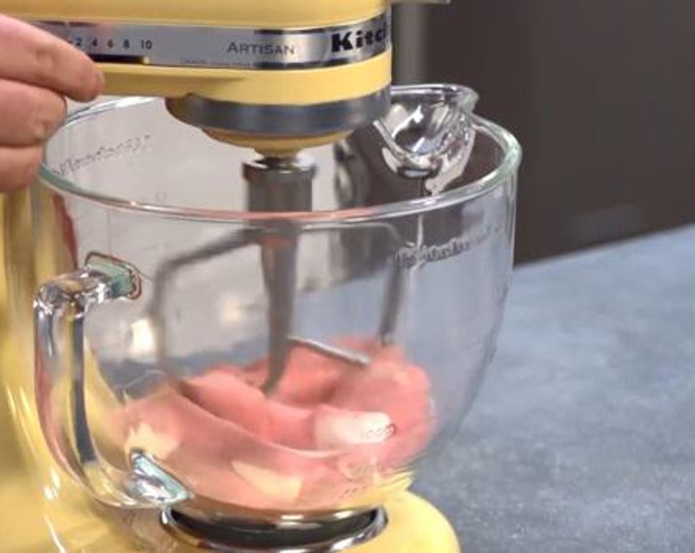 step 1 Into a mixer, add and mix the Butter (1/2 cup), Caster Sugar (4 Tbsp), and Gelatin Powder (1 1/2 cups).