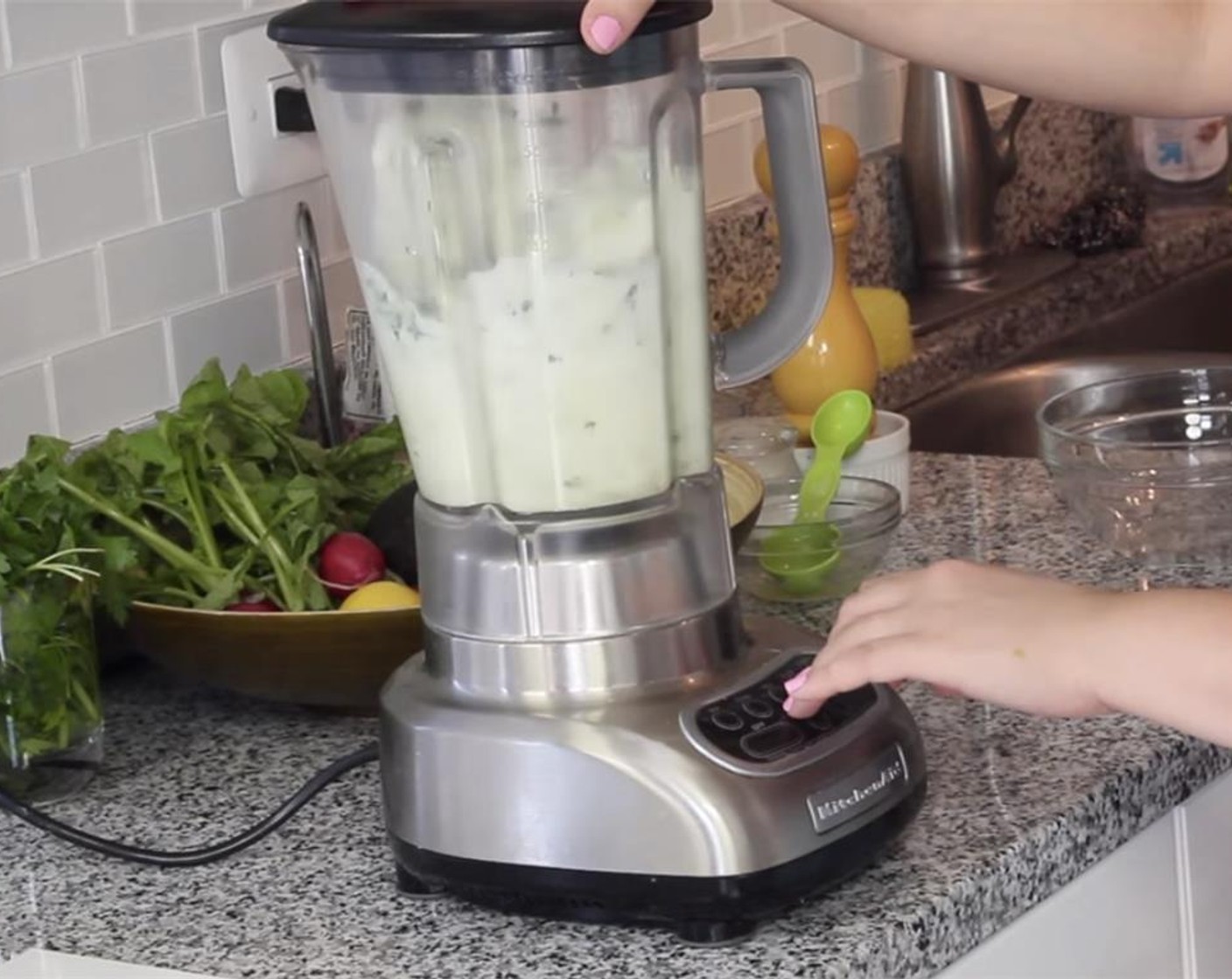 step 9 In the blender, add the other Avocados (2) add the the juice from Lemon (1), Buttermilk (1 cup), Water (1/2 cup), some Salt (to taste), and Ground Black Pepper (to taste).