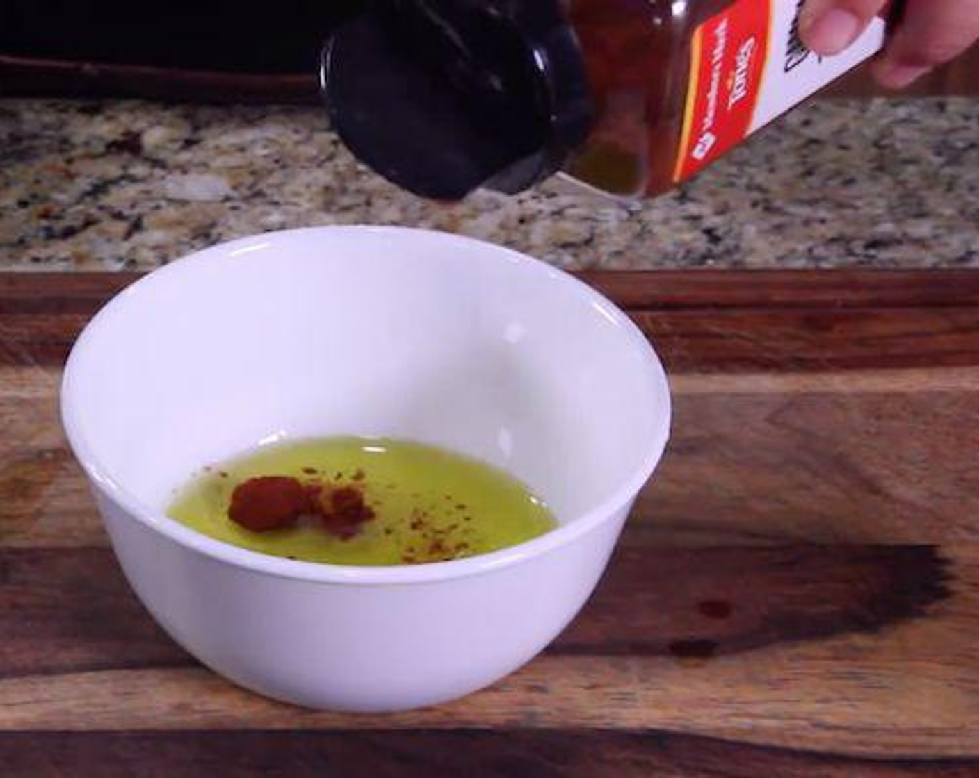 step 1 In a medium shallow bowl, whisk together Extra-Virgin Olive Oil (3 Tbsp), juice from a Lime (1), Chili Powder (1/2 Tbsp), Ground Cumin (1/2 tsp) and Cayenne Pepper (1/2 tsp).