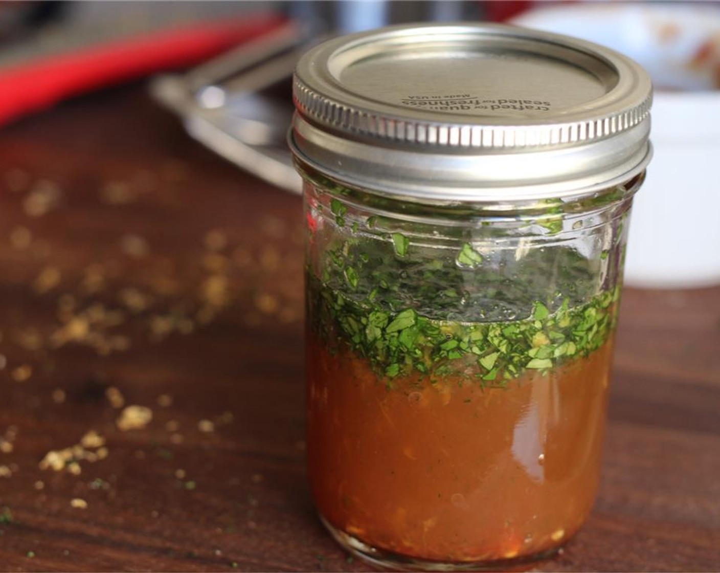 step 4 Add the cilantro, grapefruit zest, and grapefruit juice to the sugar and vinegar mixture. Shake to combine then let sit in a cool, dark place for at least 24 hours and up to 7 days. Serve with prosecco or soda water!