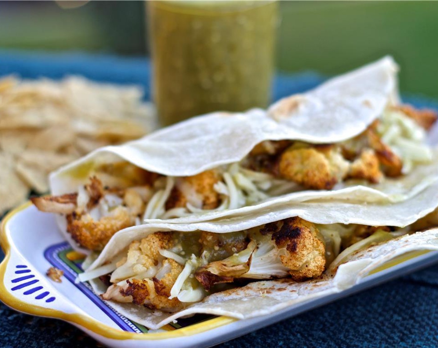 step 8 Place two to three tortillas on each plate and fill with a generous serving of cauliflower. Sprinkle the Cheese (1 cup) over top and drizzle with Salsa (1/2 cup). Enjoy!