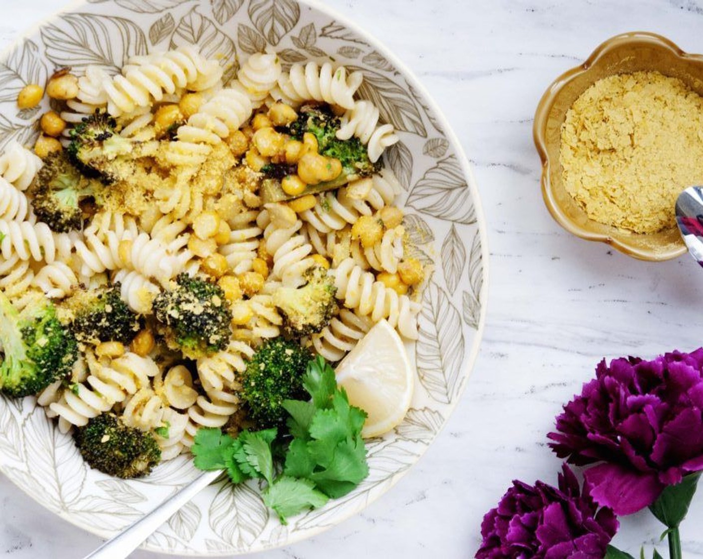 Lemon Roasted Broccoli and Chickpea Pasta