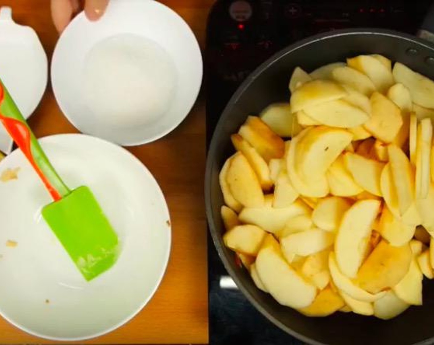 step 5 Meanwhile, melt Salted Butter (2 Tbsp) a medium heat pan and throw in Apples (6 1/3 cups).
