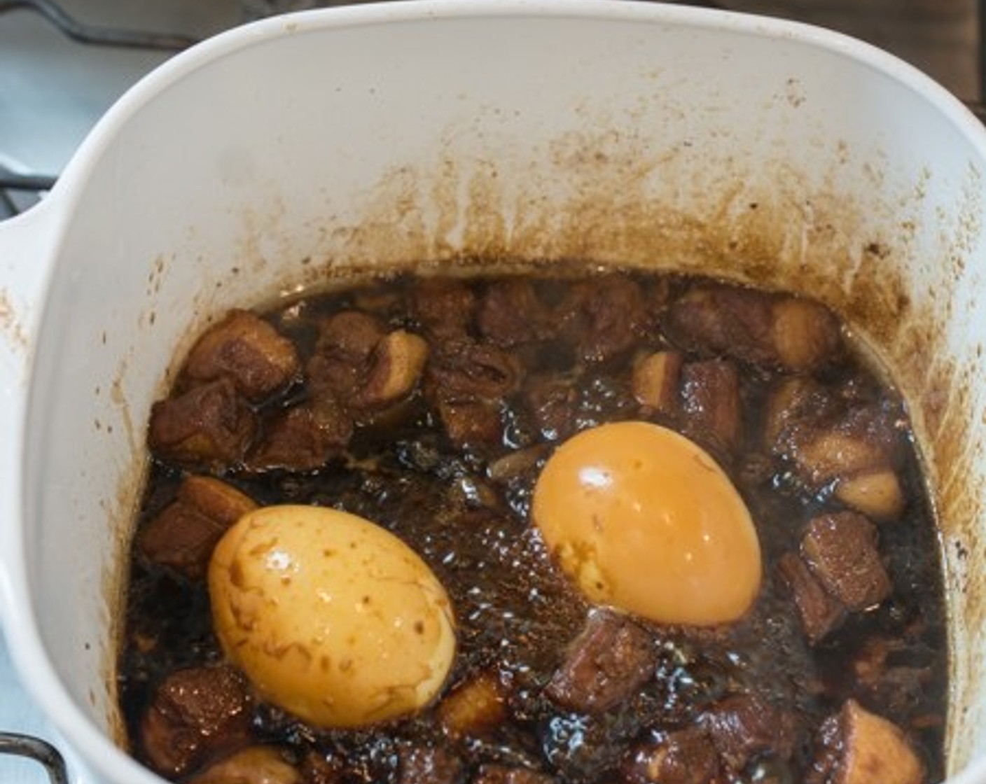 step 7 Add remaining water, hard-boiled eggs, and a dash of Ground White Pepper (to taste).