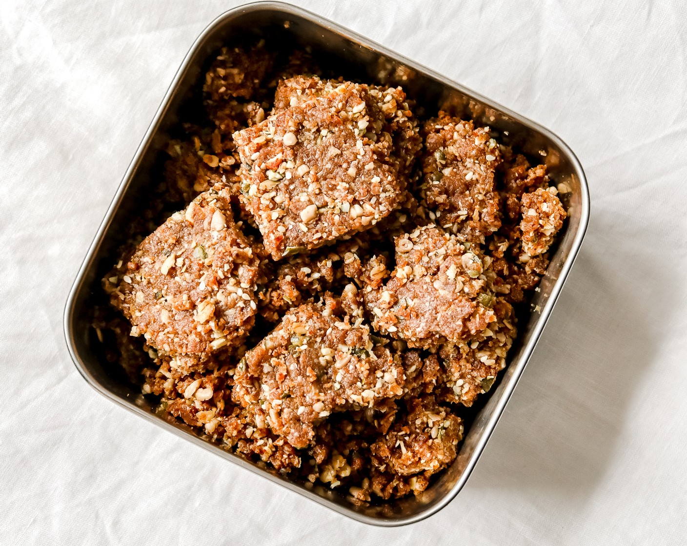 step 7 Cut into 8 bars or 16 smaller squares before serving. Store in an airtight container.