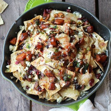 Cranberry, Butternut Squash & Brie Skillet Nachos Recipe | SideChef