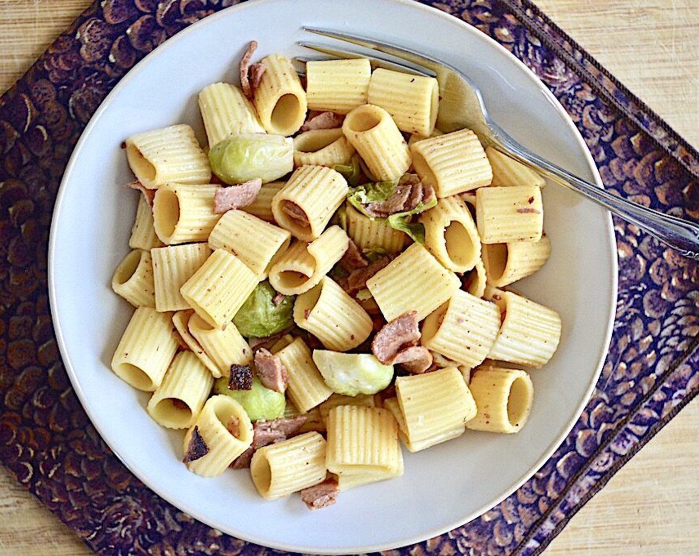 Brussels Sprout and Turkey Bacon Pasta