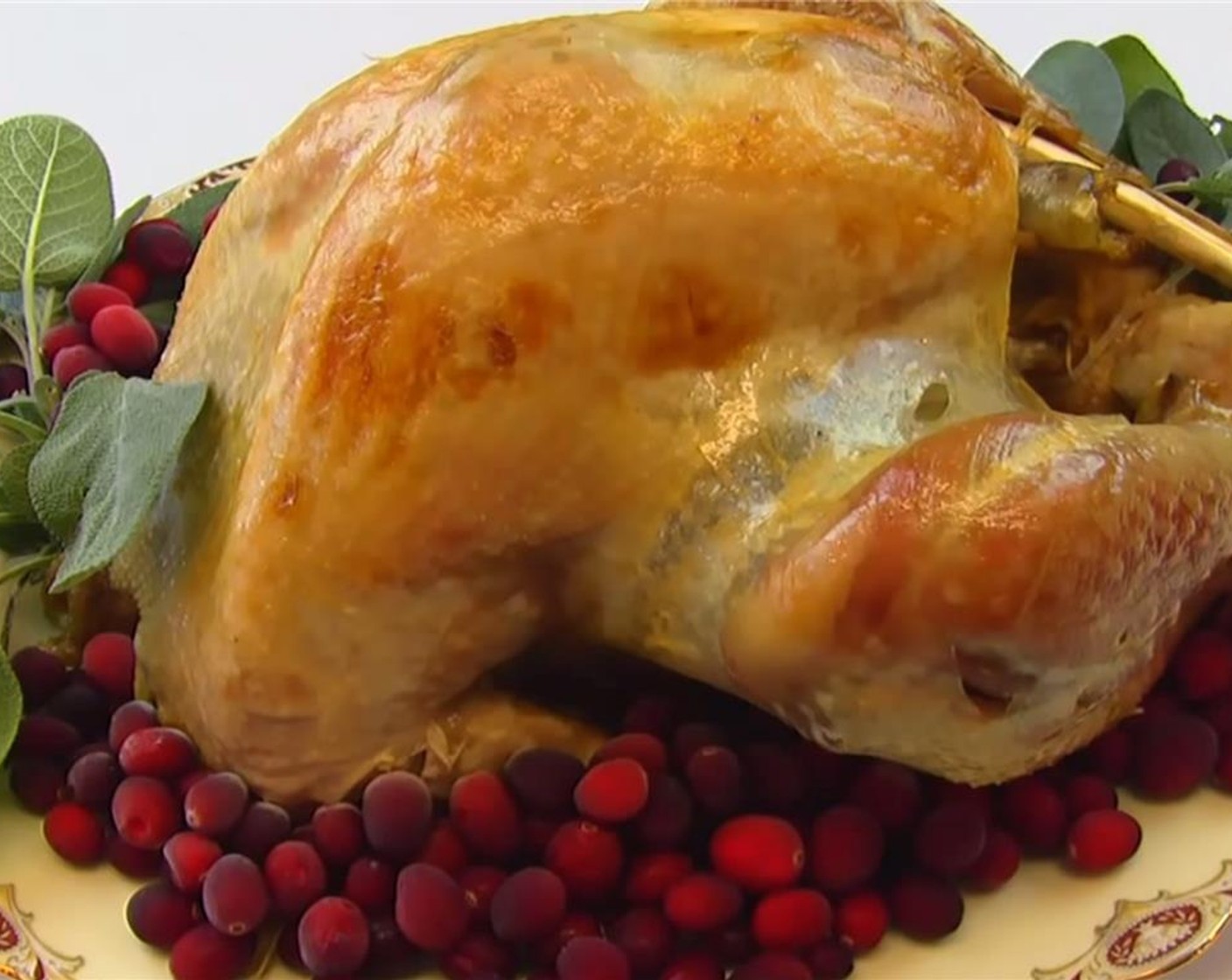 step 10 Garnish your Butter Basted Roast Turkey with Fresh Cranberry (1 handful) and Sage Leaves (1 bunch), if desired.