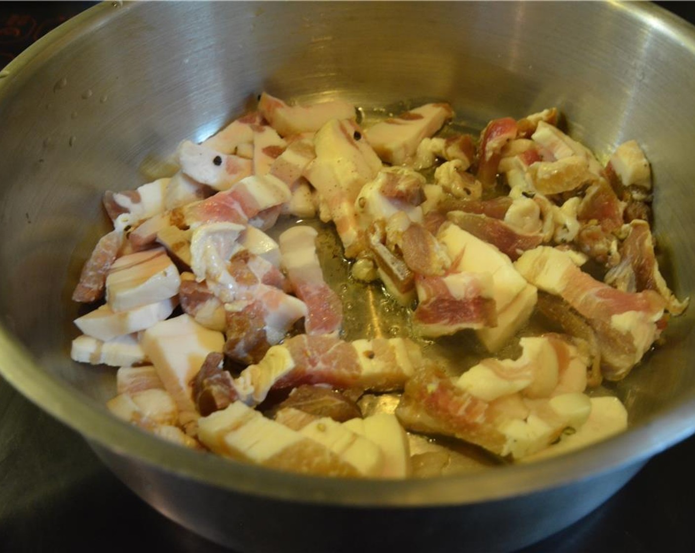step 3 Render the bacon lardons in a pan over medium low heat.