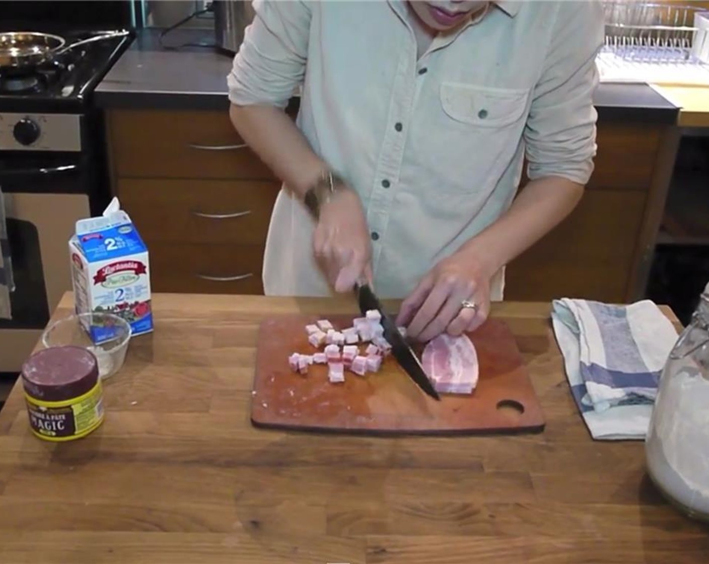 step 2 Cut up the Thick-Cut Bacon (2 slices) in small cubes.