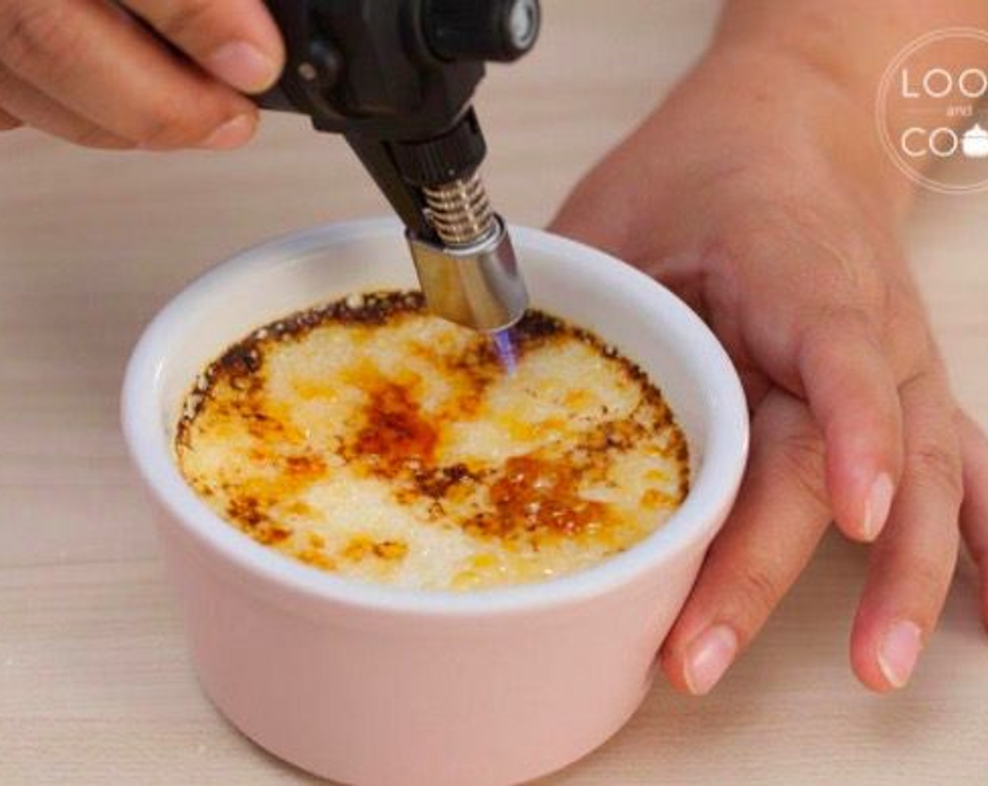 step 10 Sprinkle Caster Sugar (1/4 cup) on top, use a blow torch to melt sugar and caramelize. Serve and enjoy!