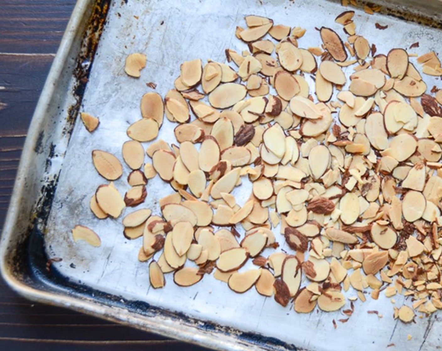 step 10 Lay the Sliced Almonds (1/2 cup) in a single layer on a baking sheet. Bake for 6 to 7 minutes until lightly browned. Set aside and cool.