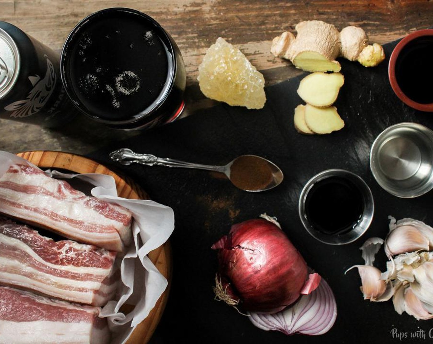 step 1 Cut the Pork Belly (2 lb) into 2x3cm chunks.