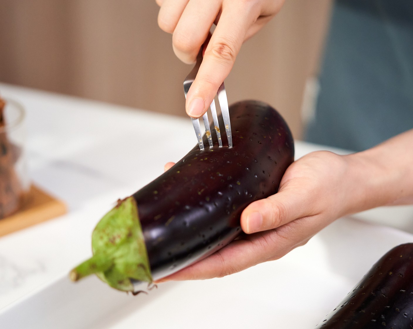 step 2 Use a fork to poke holes in the Eggplants (8 1/2 cups). Transfer to a baking tray with parchment paper. Roast for 30 minutes.