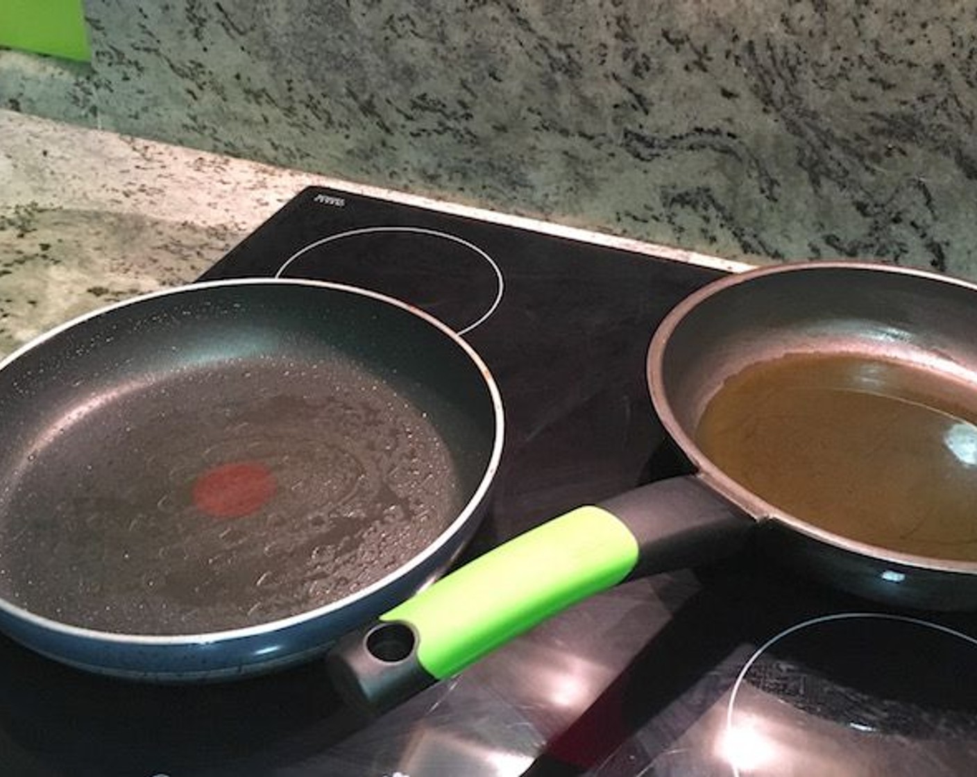 step 12 Prepare two medium-sized non-stick pans, preferably one slightly bigger than the other, by coating with a layer of Extra-Virgin Olive Oil (as needed) making sure to coat the sides. In the smaller pan, pour in enough olive oil to cover the bottom. This is the one you will start with.